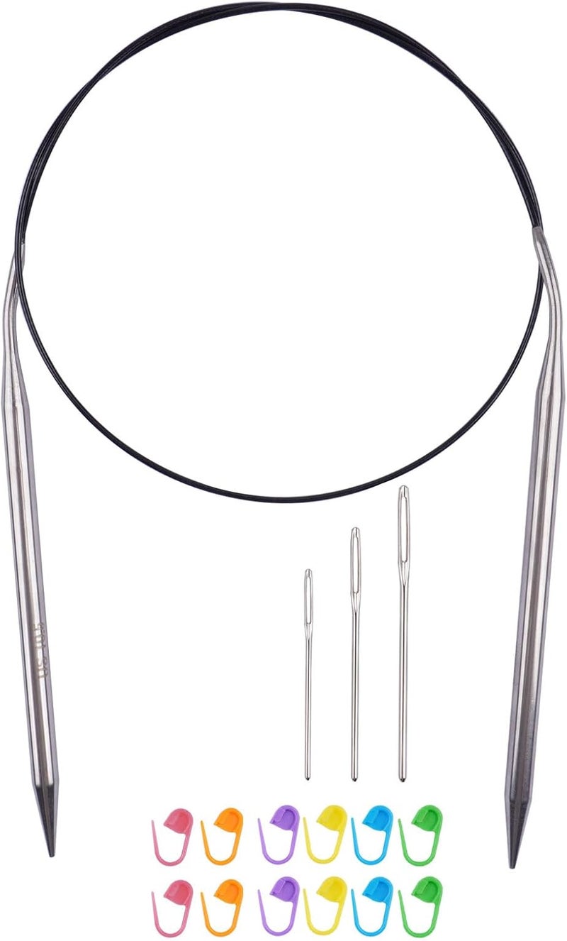 BsHooker Circular Knitting Needles 32inches/80cm,Size US 10.5(6.5mm) Stainless Steel Round Knitting Needles for Handmade Knitting DIY - Image 1